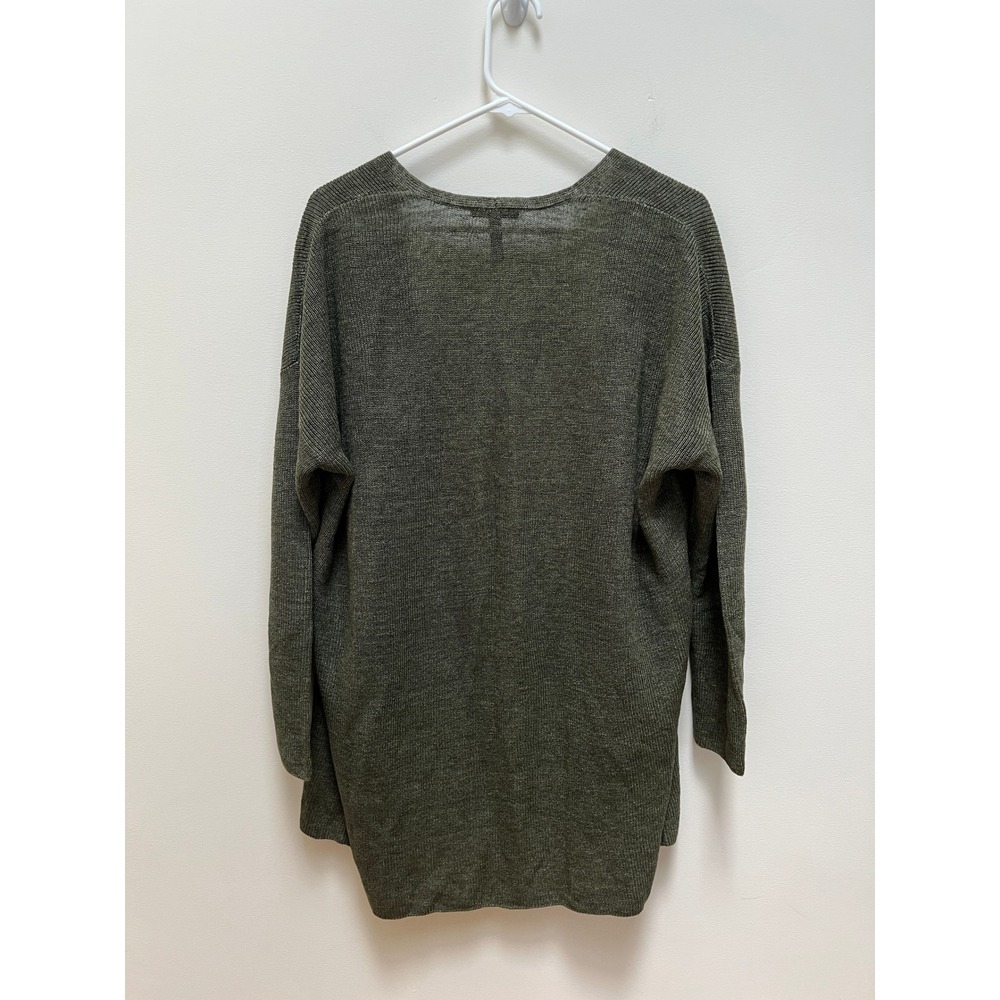 Eileen Fisher Cardigan Women L Green Cardigan Organic Linen Knit Sweater NWT - Picture 2 of 7